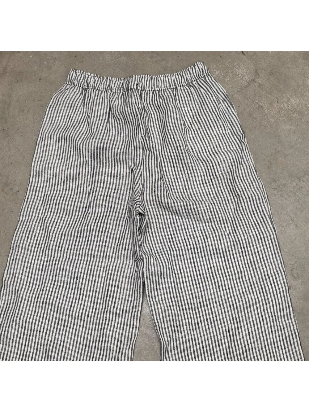 Reformation Womens  Ava Linen Pants Wide Leg Vineyard Striped Black White S